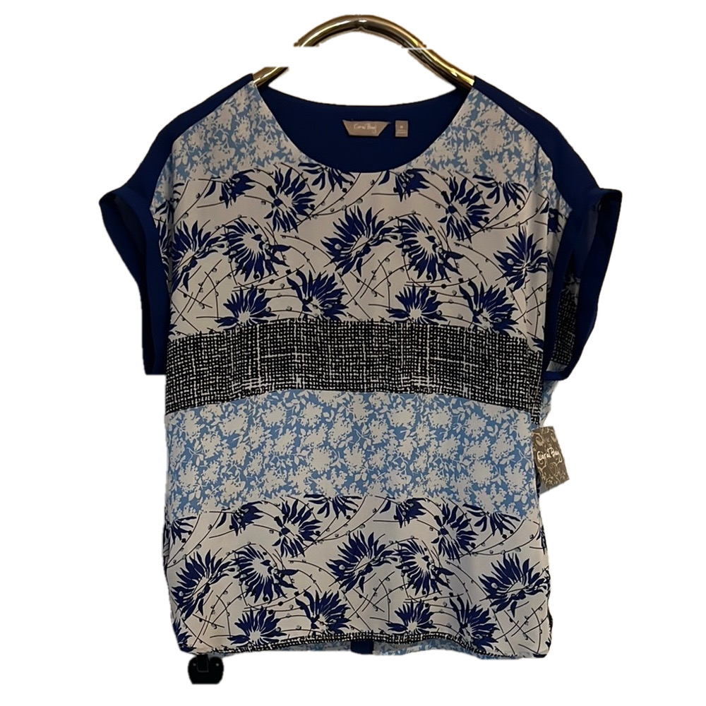 Coral Bay New With Tags Women's Boxy Blouse with Cuffed short Sleeves.